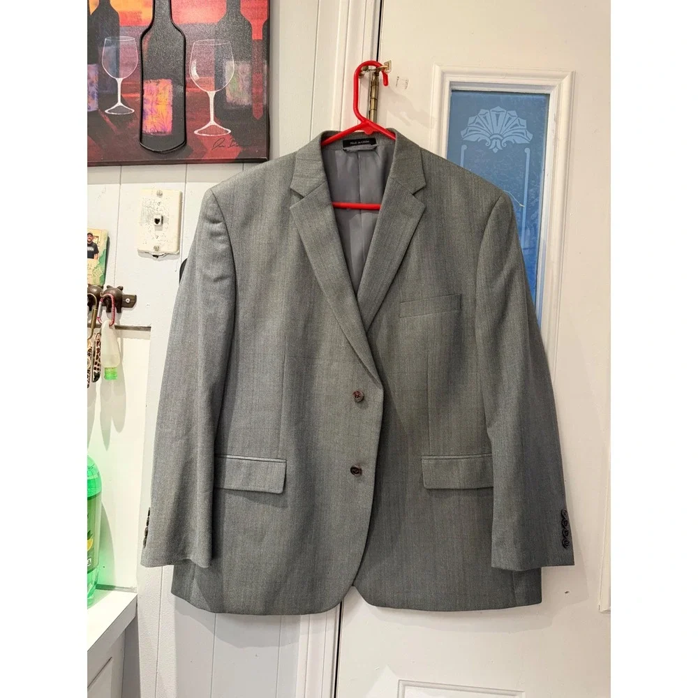 Lauren Ralph Lauren Mens 46S Grey Herringbone Silk Wool Blazer Sport Coat Jacket